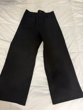 Anthropologie Maeve Black Wide-Leg Front-Pocket Pants